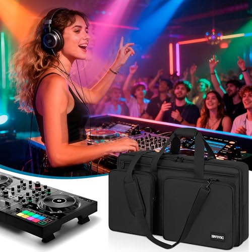 Image of IBVIVIC Lightweight Controller Storage Bag Case Fits for Pioneer DDJ FLX6 /RR /NI Traktor Kontrol S8 /DDJ SX SX2 SX3 /DDJ 800 /Denon MC7000 Padded DJ Travel Carrying Bag