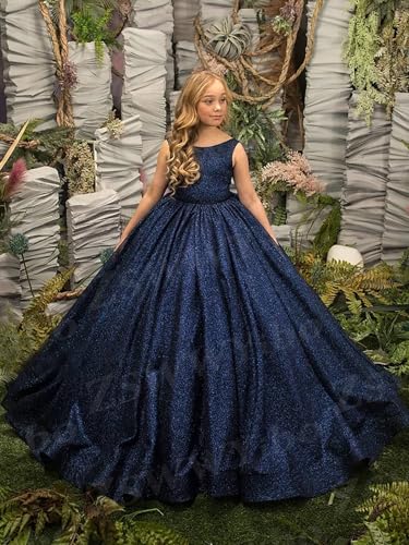 ZSWWYibo Girls Princess Celebration Dresses Glitter Sleeveless Bow Prom Dresses with Train for Kids Formal4