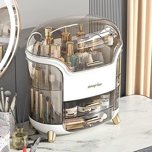 Ergocar Portable Light Luxury Series Multi-Function Make Up Case Dustproof Cosmetic Storage, Skin Care Products Jewelry Organizer Lipstick Box - White - Image 3