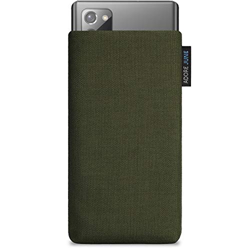 Adore June Classic olivgrön väska kompatibel med Samsung Galaxy Note 20 mobilväska av motståndskraftigt Cordura tyg med display rengöringseffekt, Made in Europe