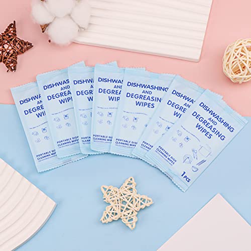 Image of Portable Cleaning Wipes, 100 Count Dish Soap Disposable Wipes, Individually Wrapped Dish Wipe for Travel and Camping Quick Cleaningups