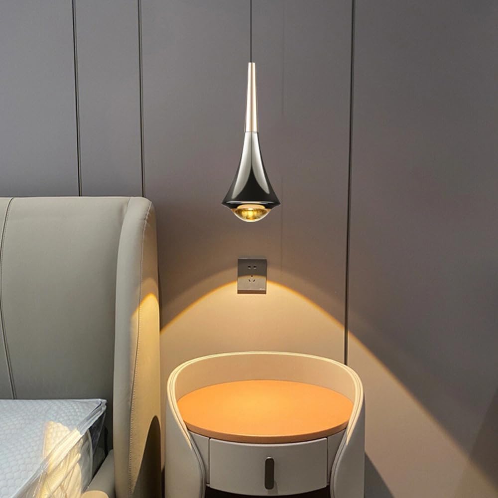 Mid Century Black Glass Hanging Line Light Modern Kitchen Island Small Hanging Lamp Nordic Creativity Personality Bedside Chandelier Indoor Lighting for Dining Table Bedroom