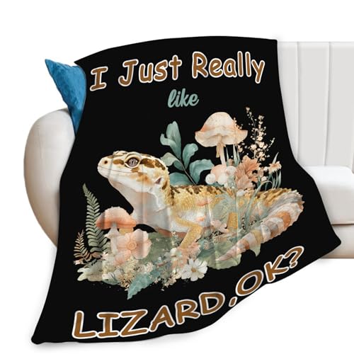 Lizard Blanket Reptiles Animal Gifts Throw Blanket Ultra Soft Fleece Bearded Dragon Blankets Gift for Kids Boys Girls Couch Sofa Bed 50" x 40"