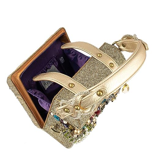 Image of Mary Frances Secret Treasure Top Handle Treasure Chest Handbag, Gold