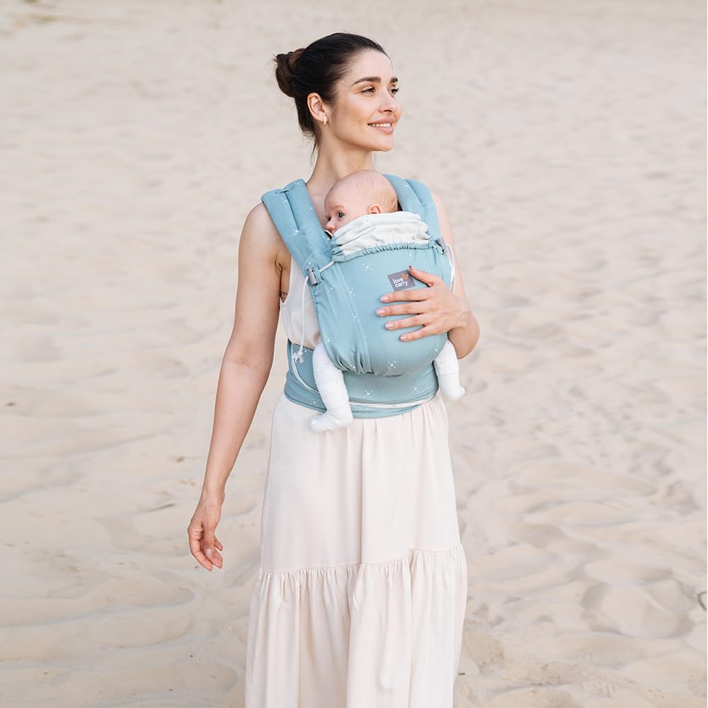 Love & Carry LoveTie Half-Buckle Ergonomische Babytrage für Neugeborene (Aquamarine)