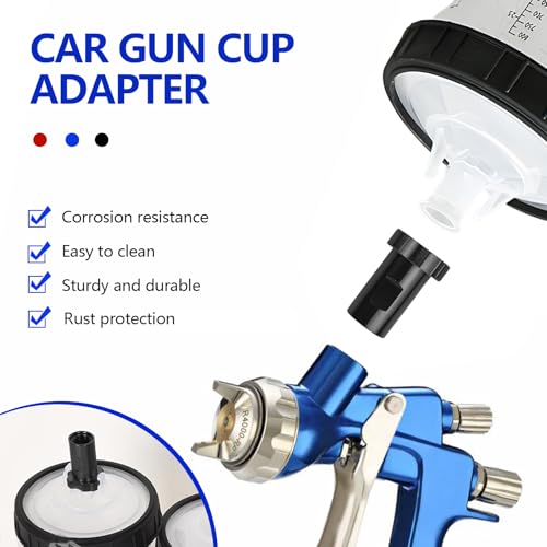 Image of Hovom Car Spray Gun Cup Adapter, 16mm Thread 1.5mm Pitch Master Elite Paint System MPS Female Adapter, Spray Gun Paint Cup Adapter Fits PRO-33, PRO-44, PRO-88 HVLP Spray Guns (Black+Internal Thread)
