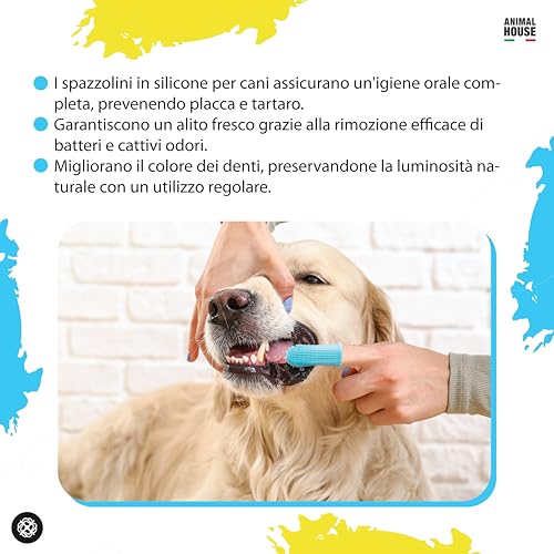 Animal House – Set mit 2 Silikon-Fingerzahnbürsten für Hunde – Fortschrittliche Zahnpflege für Ihren treuen Freund – Ideal für kleine Hunde – Fingerhut für effektive Zahnreinigung