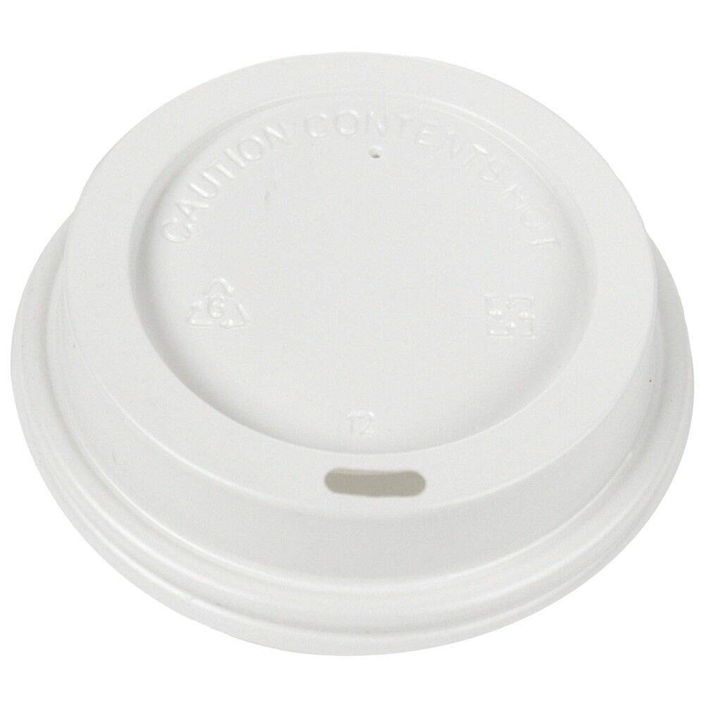 We Can Source It Ltd - 12oz /16oz (90mm) SIP Through PET Plastic Coffee Cup Lids for Paper Coffee Cups - Black or White Available! (White, 100)