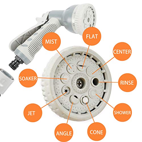ORCISH Hose Reel,3/8 66 FT Wall Mounted Retractable Garden Hose-Reel with 9 Adjustable Sprayer Nozzle Any Length Lock/Automatic Rewind/Slow Return System/Wall Mounted/180°Swivel Bracket