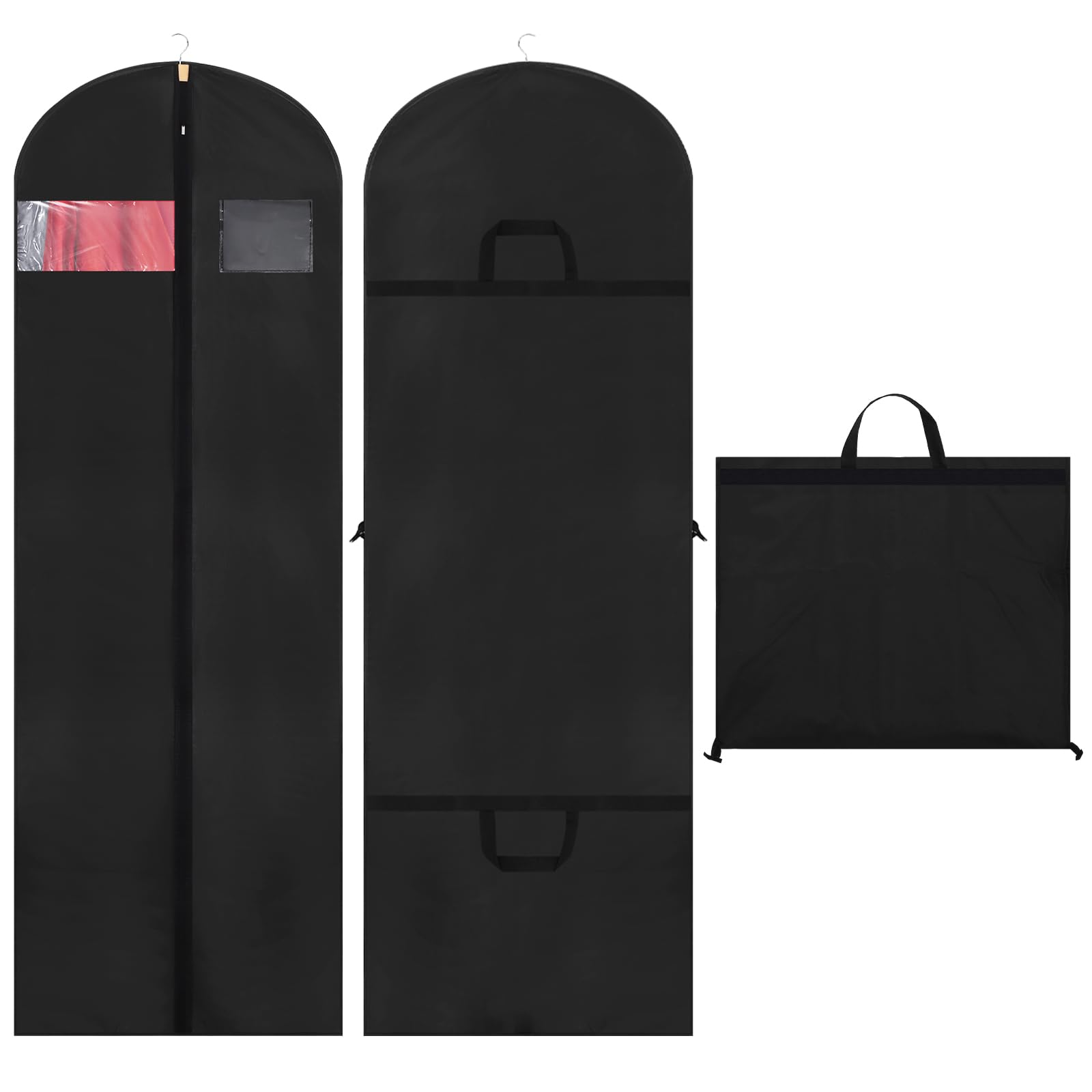 2 Pcs Long Dress Garment Bags, 180cm/71in Folding Long Clothes Covers, Wedding Dress Bag Suit Carrier for Travel and Storage