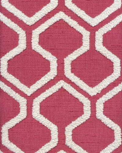 54" Wide P Kaufman Pink and White Upholstery Linen Look Fabric Embroidery by The Yard