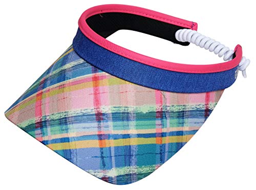 Glove It Coil Visor, Fun Ladies Visor Hat, Sun Visor for Women, Golf Visor with Coil, Visor for Running, Tennis, Beach, Plaid Sorbet, One Size, V283