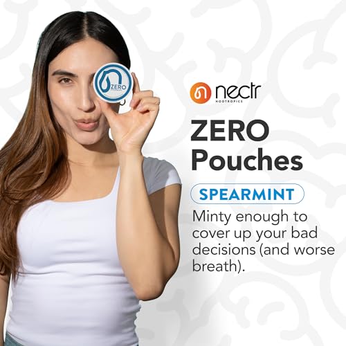Image of Nectr Energy Zero Pouches - No Caffeine, No Sugar, Zero Calories, Mini Pouches for Oral Fixation and Stress Relief - 4 Pucks of 20 - Spearmint Flavor