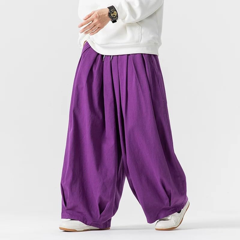 Autumn Men Wide Leg Pants Drawstring Joggers Plain High Street Man Casual Trousers Baggy Harem Pants4