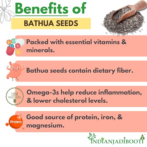 Image of IndianJadiBooti Pure Bathua Seeds (Chenopodium Album) | Lamb's Quarters | Traditional Ayurvedic Superseed for Digestive Harmony, Systemic Cleansing & Vitality, 400 Grams | (Pack Of 2)