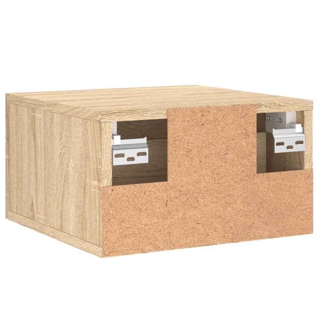 Wand-Nachttische 2er Set Hängend in Sonoma-Eiche Optik, Schwebender Nachttisch für Schlafzimmer 35x35x20 cm