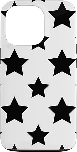 Funda estética geométrica blanca y negra con estampado de estrellas para iPhone 13 Pro