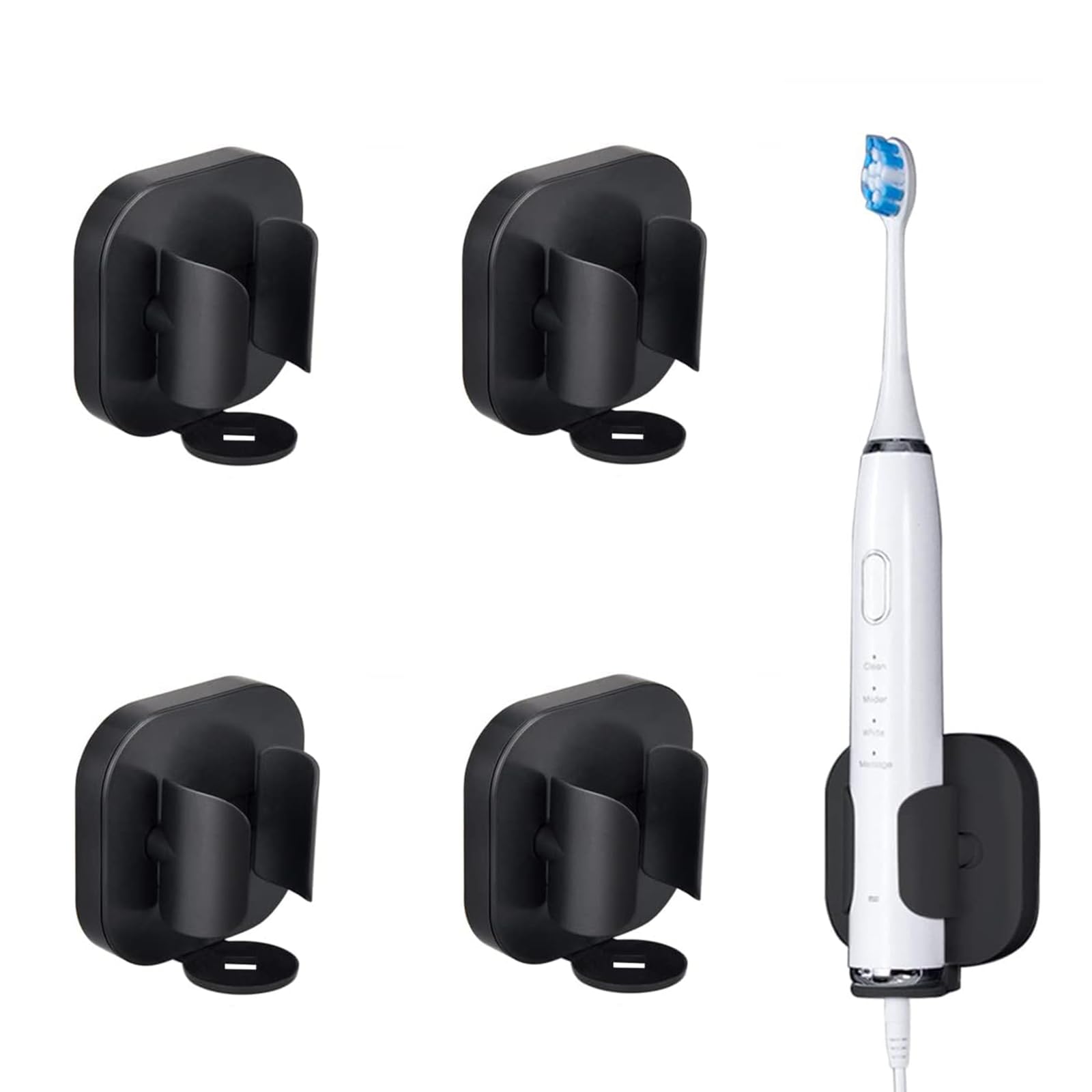 4 Pack Elektrische Zahnbürstenhalter Zur Wandmontage Stark Klebende Elektrische Zahnbürstenhalter Ohne Bohren Halterung Elektrische Zahnbürste Für Elektrische Zahn-Bürste,Zahnpasta,Gesichtsreiniger