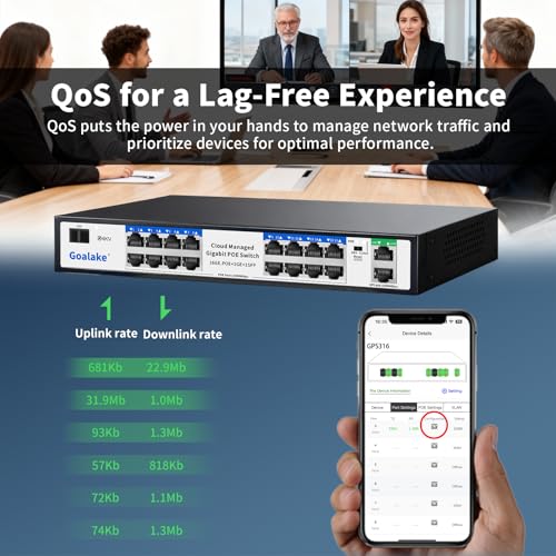 Image of Managed PoE Switch with 16 Gigabit PoE+ @240W Built-in Power, 2 Uplink Gigabit Port + 1 Combo SFP Slots, IEEE802.3af /at, Metal Casing, VLAN Mode, AI Function, Plug & Play Rack-mountable