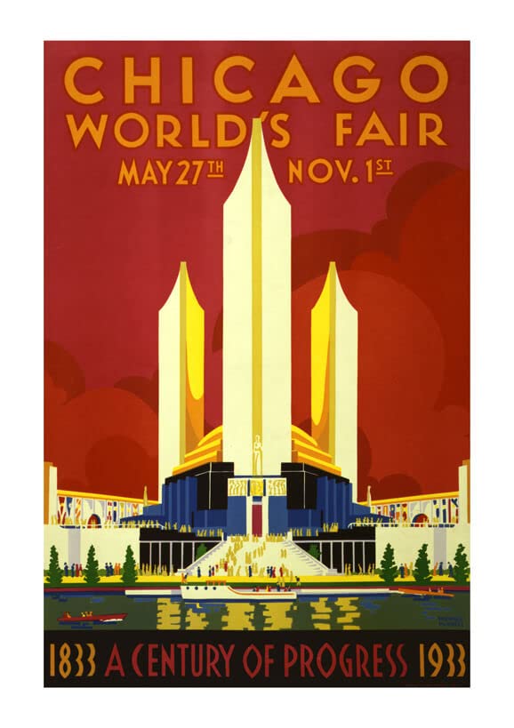 Affiche encadrée Chicago Worlds Fair 1933 pour une déco nostalgique