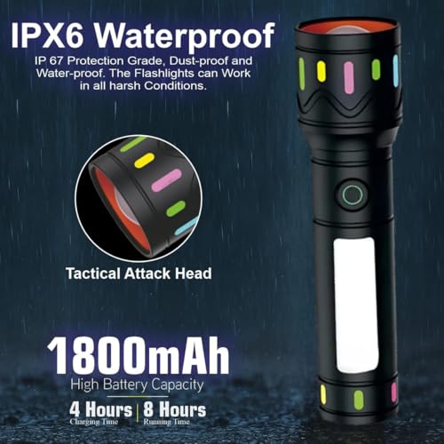 Image of RL-M34 High Power 100W LED Torch Light | Rechargeable Battery | 6 Lighting Modes | Telescopic Zoom Flashlight | Type-C Charging for Night & Outdoor Use