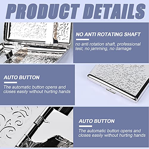 Image of Stylish Design Retro Metal Cigarette Case -Double Sided Spring Clip Open Cigarette,Pocket Holder Credit Card Holder Protective Security Wallet for Men and Women,Holds 20 100mm Cigarettes (Vine Silver)