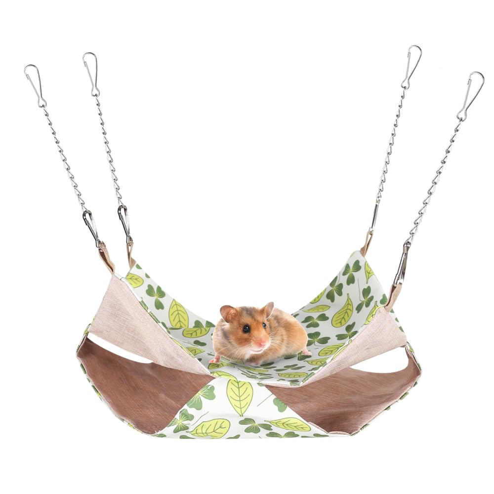 DONGKER Meerschweinchen-Hängematte, Doppelschicht Sommer Hängebette für Haustierkäfige, Kuschelhöhle mit 4 Metallhaken für Frettchen, Ratten, Chinchillas, Kurzkopfgleitbeutler, Kleintiere Haustier