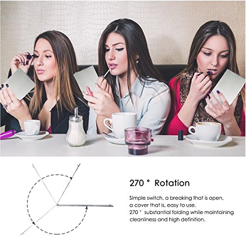 YoungRich 1 Pcs Little Travel Mirror Portable Folding Mirror Pocket Compact Makeup Mirror for Make Up Hair Styling and Shaving 17x13x0.5 cm Silver