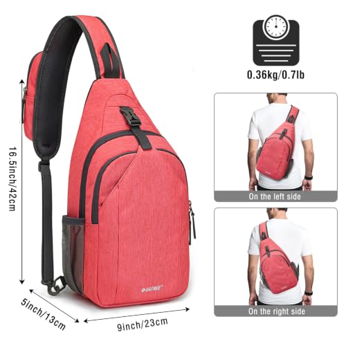 Image of G4Free Sling Bag for Men Women, RFID Blocking Crossbody Bag, Daily, Travel | Durable Polyester Fabric, 10L, Perfect for work, shopping, weekend outings, Hiking, Reversible Shoulder Strap, (Red)