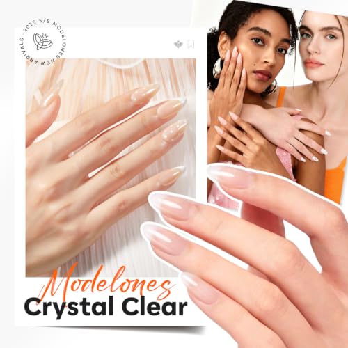 Image of modelones Builder Nail Gel, Clear Builder for Nails, Color Rubber Base Gel Polish U V /LED Cured for Natural Overlay, Apex Building, Short Extension, Self-Leveling Beginner DIY Home Salon Gifts