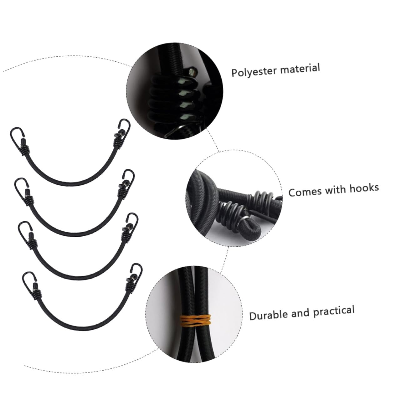 4 pezzi Cinghie Elastiche con Ganci Fasce Resistenti Alta Elasticità per Camion e Bagagli Elastici Antistrappo per Fissaggio Sicuro