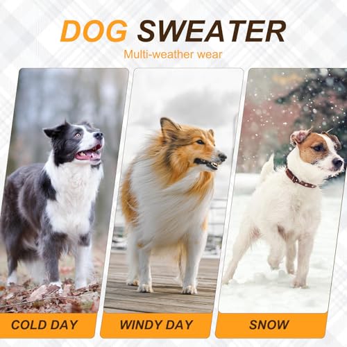 Image of BEAUTYZOO Small Dog Sweater, Plaid Knit Winter Clothes with Harness Hole