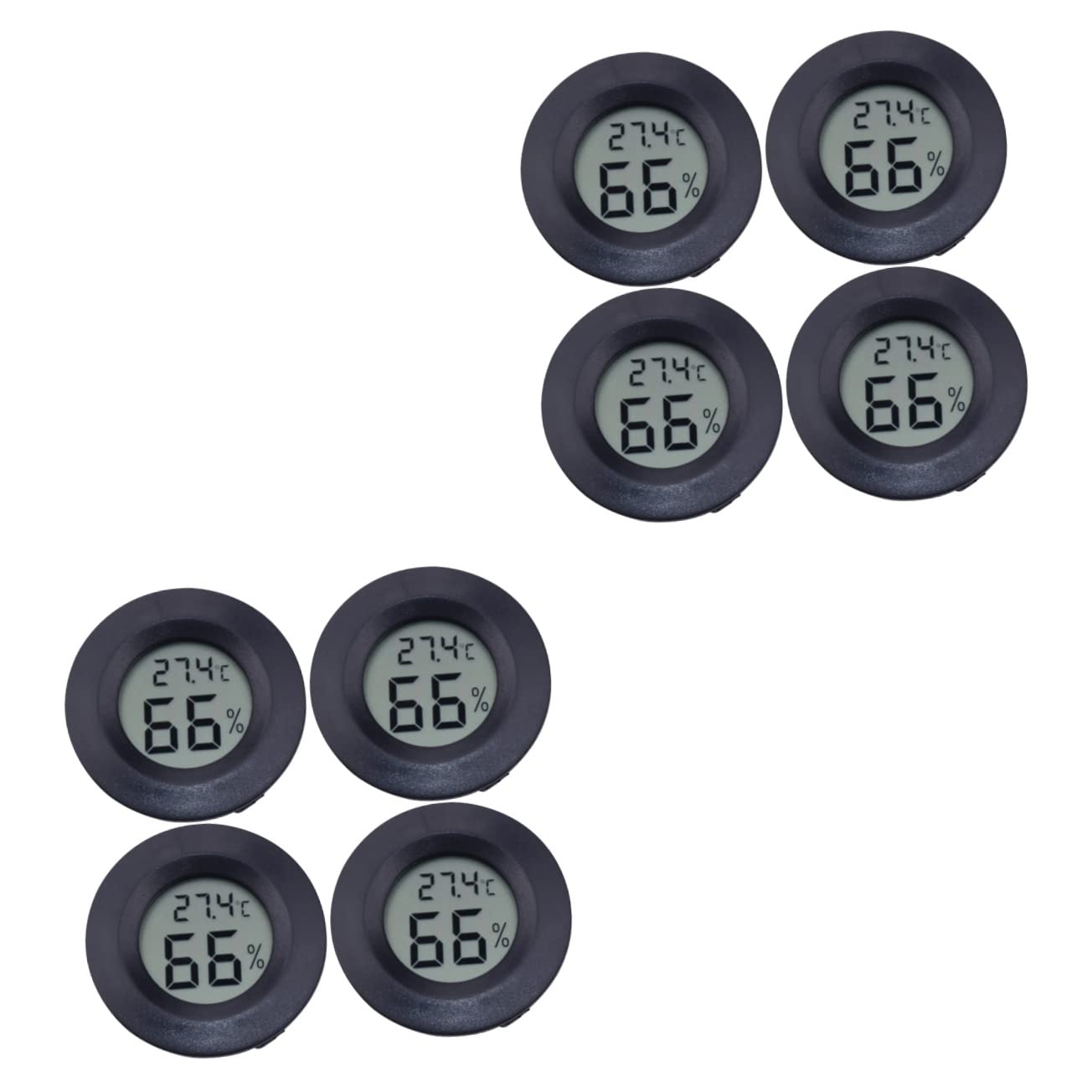 Mikikit 2sets 4pc Digital Humidity and Temperature Hygrometer for Reptile Pets Acrylic Design Compact and Easy to Install for Pet Store and Home Use Black 4pc*2