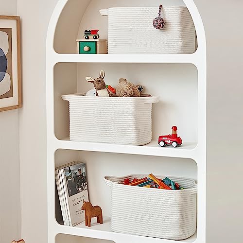 Cotton-Rope-Storage-Basket-Set-of-3-15x102x91-Rectangle-Storage-Bins-Versatile-Toy-Storage-Organizer-Perfect-for-Kids-Dog-Toys-Books-Shelves-White Cotton Rope Storage Basket Set of 3 15x102x91 Rectangle Storage Bins Versatile Toy Storage Organizer Perfect for Kids Dog Toys Books Shelves White