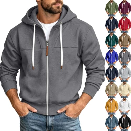 Mens Full Zip Hoodies Fashion Fleece Drawstring Hooded Sweatshirts Jackets - image 1