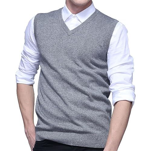 Mens Sleeveless Sweater Vest Male Autumn Winter Cotton Knitted Sweater Solid Color Vest Man V Neck Slim Sweaters4