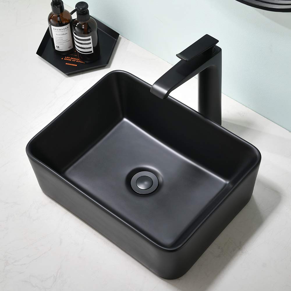 Buy SOMRXO 16"X12" Matte Black Bathroom Lavatory Vessel Vanity Sink