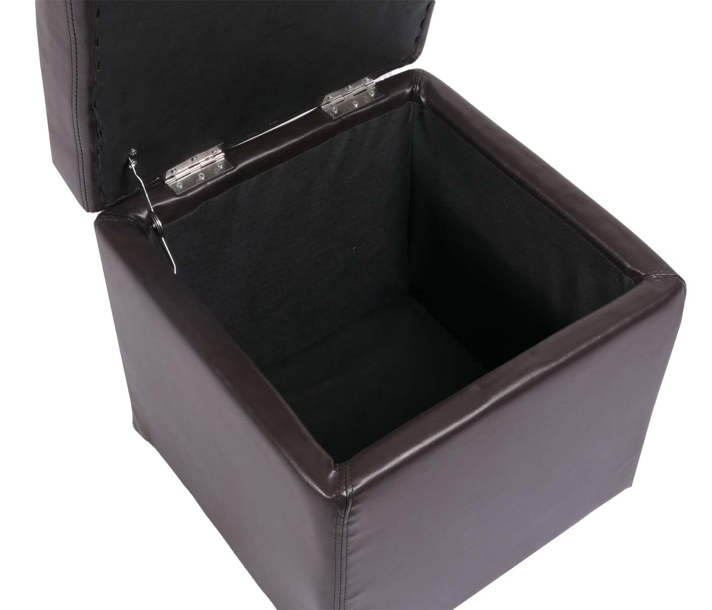 Mendler Hocker Onex mit Deckel, Leder + Kunstleder, 45x44x44cm - braun