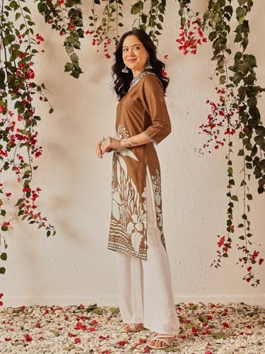 Image of Amazon Brand - Anarva Women's Cotton Printed Straight Kurti