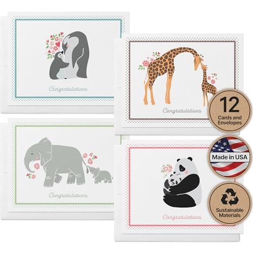 Image of Twigs Paper Baby Cards, 12 Congratulations Baby Shower Cards and Envelopes