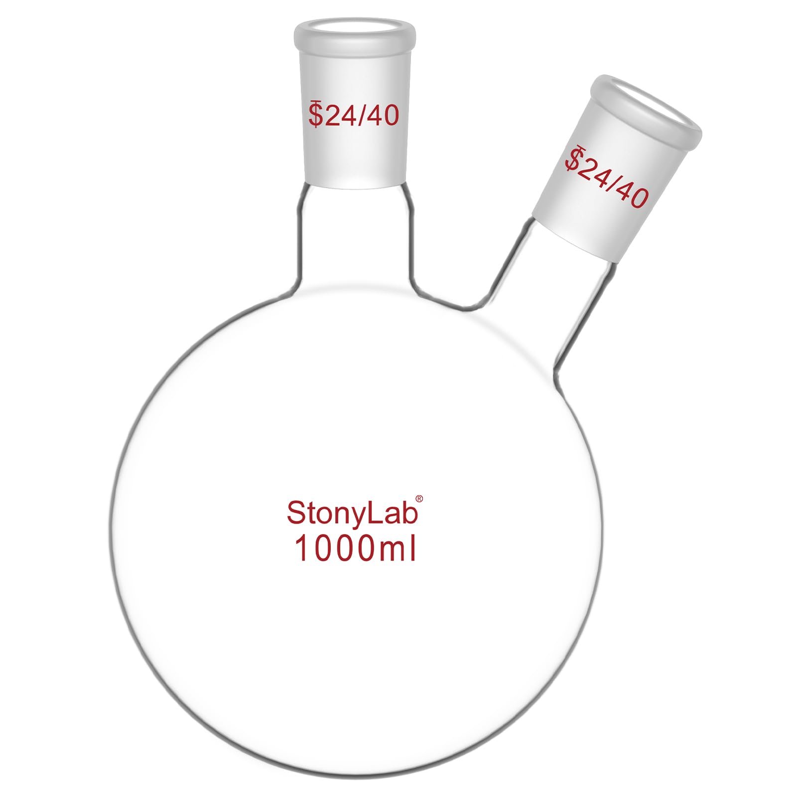 StonyLab Glass Heavy Wall 2 Neck Round Bottom Flask with 24/40 Center and Side Standard Outer Joint — Amazon image 11