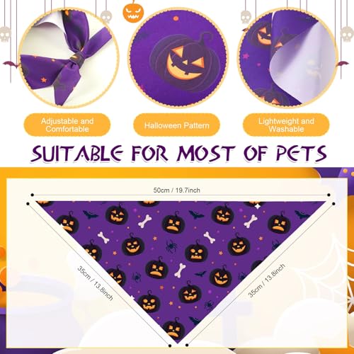 Image of Abbylike 50 Pcs Halloween Dog Bandanas Bulk, Pumpkin Ghost Bat Skull