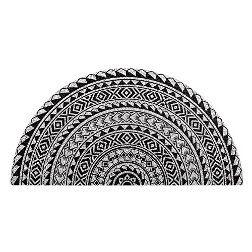 Zeeinx Welcome Door Mat Boho Doormat Half Circle Area Rug Front Door Mat Outdoor Non Slip Absorbent Floor Mat Entrance Doormat For Patio,Home,Classroom,17.7"X35.4"-White #TOP1