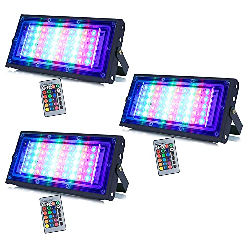 Image of MLD BL2036 20W Multi Color Changing Crystal Led RGB Flood Light with Remote Waterproof Brick Floodlights for Decoration Lights |Red, Green, Blue| 20 Watt | Pack of 3