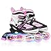 SOHAPI インラインスケート インラインシューズ ローラースケート 大人 子供用 ジュニア ローラー ローラーブレード 女の子 男の子 初心者向け 耐久 通気性 安全 静音 全ウィルが光る 4サイズ調整可能 バッグ付き