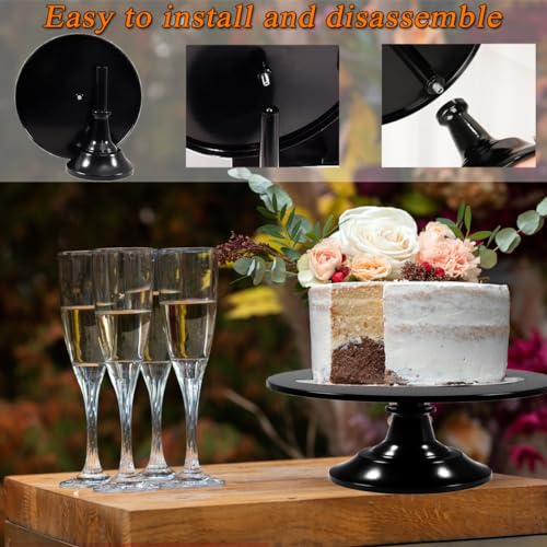 Cake Stand,7Pcs Round Metal Cake Display Stand 8/10/12Inch Dessert Table Decorations Set Cupcake Holder Party Serving Plate for Baby Shower ,Wedding ,Birthday Party ,Anniversary (Black) - Image 7