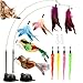 Fan Hua 14 PCS Katzenspielzeug Angel mit Feder- Interaktives Spielzeug für Katzen Federspielzeug Mit Saugnapf für Kitten SelbstbeschäFtigung (mit Feder/Vogel/Wurm)