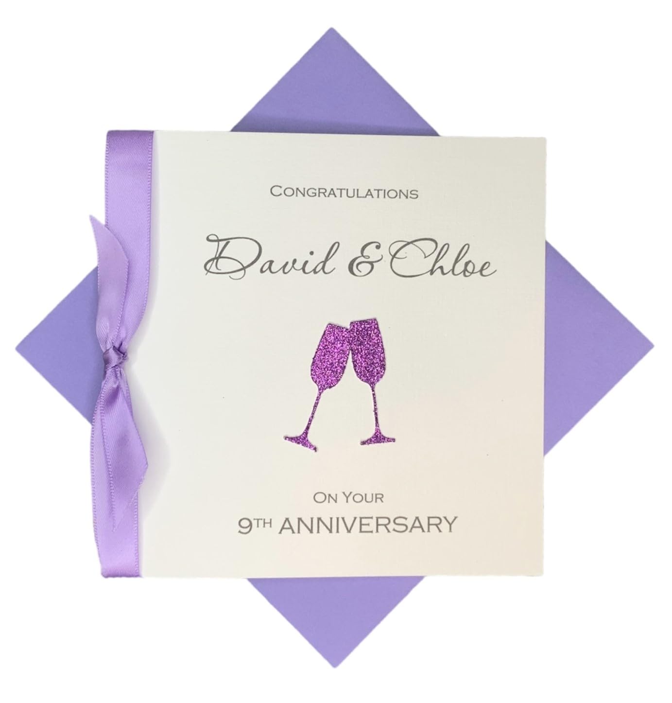 9th Anniversary Card - Pottery 9 Year Ninth Wedding Anniversary Greeting Card, Personalised Gift for Wife Husband Couple Friends - Various Designs (Champagne) โ image 1