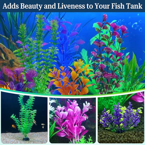 27 Stück Plastikpflanzen Dekoration Fuer Aquarium PVC KüNstliche Aquarium Deko Bunt KüNstliche Wasserpflanzen Geeignet für die Dekoration Von Wassertanks zu Hause und Im Büro