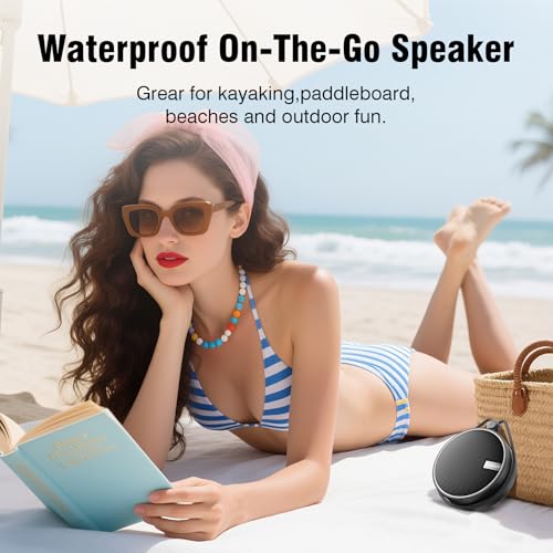 INSMY C12 IPX7 Waterproof Shower Bluetooth Speaker, Portable Small Speaker, Speakers Bluetooth Wireless Loud Clear Sound Support TF Card Suction Cup for Kayak Canoe Beach Gift (Black) - Image 6
